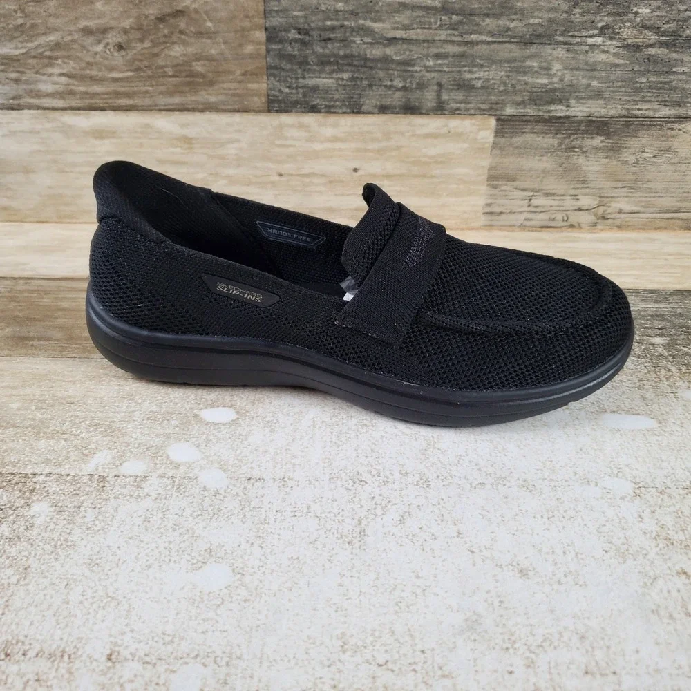 SKECHERS On The Go Radiant Bonnie Womens Loafers Sz 9 Black Slip On Round Toe